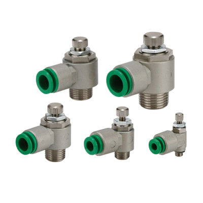Flow Controls - Universal Elbow Push to Connect, Direct Cylinder Connection, Knob Adjustment, AS-F Series