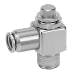 Flow Controls - Universal Elbow Push to Connect, Direct Cylinder Connection, Stainless Steel, ASG Series