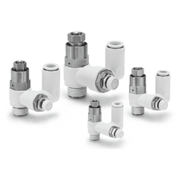 Flow Controls - Universal and Standard Elbow Push to Connect, with Pilot Check Valve, Polybutylene & Stainless Steel, Meter Out/In, ASP Series