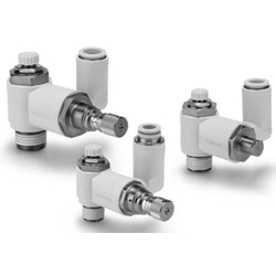 Flow Controls - Universal Elbow Air-Saving Pressure Valves and, Meter Out/In, Polybutylene, Knob Adjustment, ASR/ASQ Series